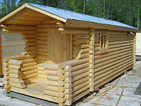Баня деревянная мобильная 6х2,35 Деревянная баня из оцилиндрованного бруса