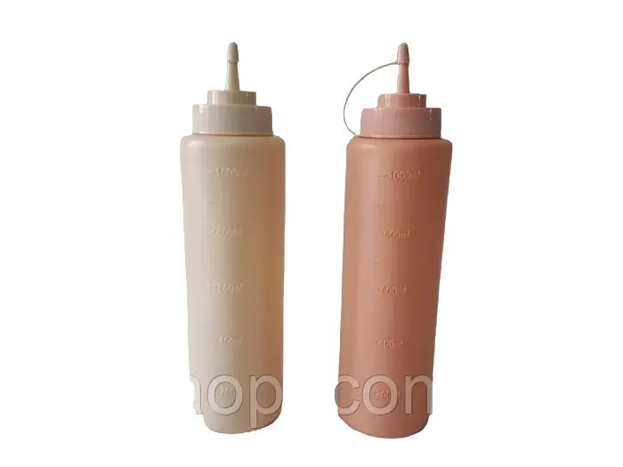 Набір пляшок пластикових для соусу кетчупу майонезу гірчиці Ємності пластик з носиком 2 штуки H 30 cm 1000 мл