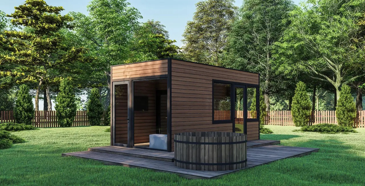 Модульний дім баня 6х3м Gartensauna-4 під ключ від виробника