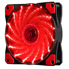 DR Кулер корпусний 12025 DC sleeve fan 3pin + 2pin - 120*120*25 мм, 12V, 1100 об/хв, 15LED, Red