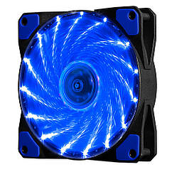 DR Кулер корпусний 12025 DC sleeve fan 3pin + 2pin - 120*120*25 мм, 12V, 1100 об/хв, 15LED, Blue