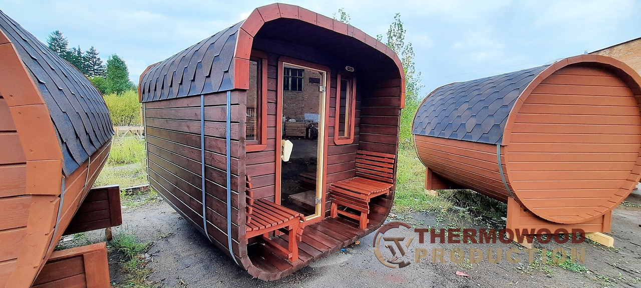 Мобільна квадро-баня бочка 2.4x4.0 м під ключ від Thermowood Production