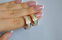 Обручальное серебряное кольцо с вставками из золота