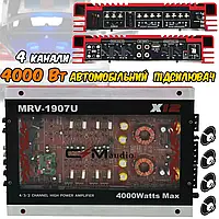 Усилитель звука автомобильный 4 канальный CMAudio 4000W Amplifier-4ch, прозрачный корпус Красный