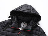 Чоловіча демісезонна стьобана оливкова куртка з капюшоном з електропідігрівом, фото 7