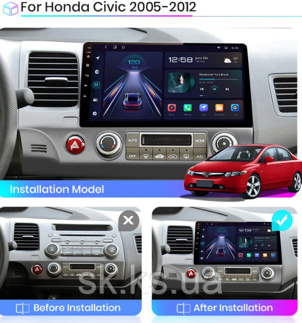 Junsun 4G Android магнітолу Honda Civic 2006- 2012 Acura CSX wi-fi