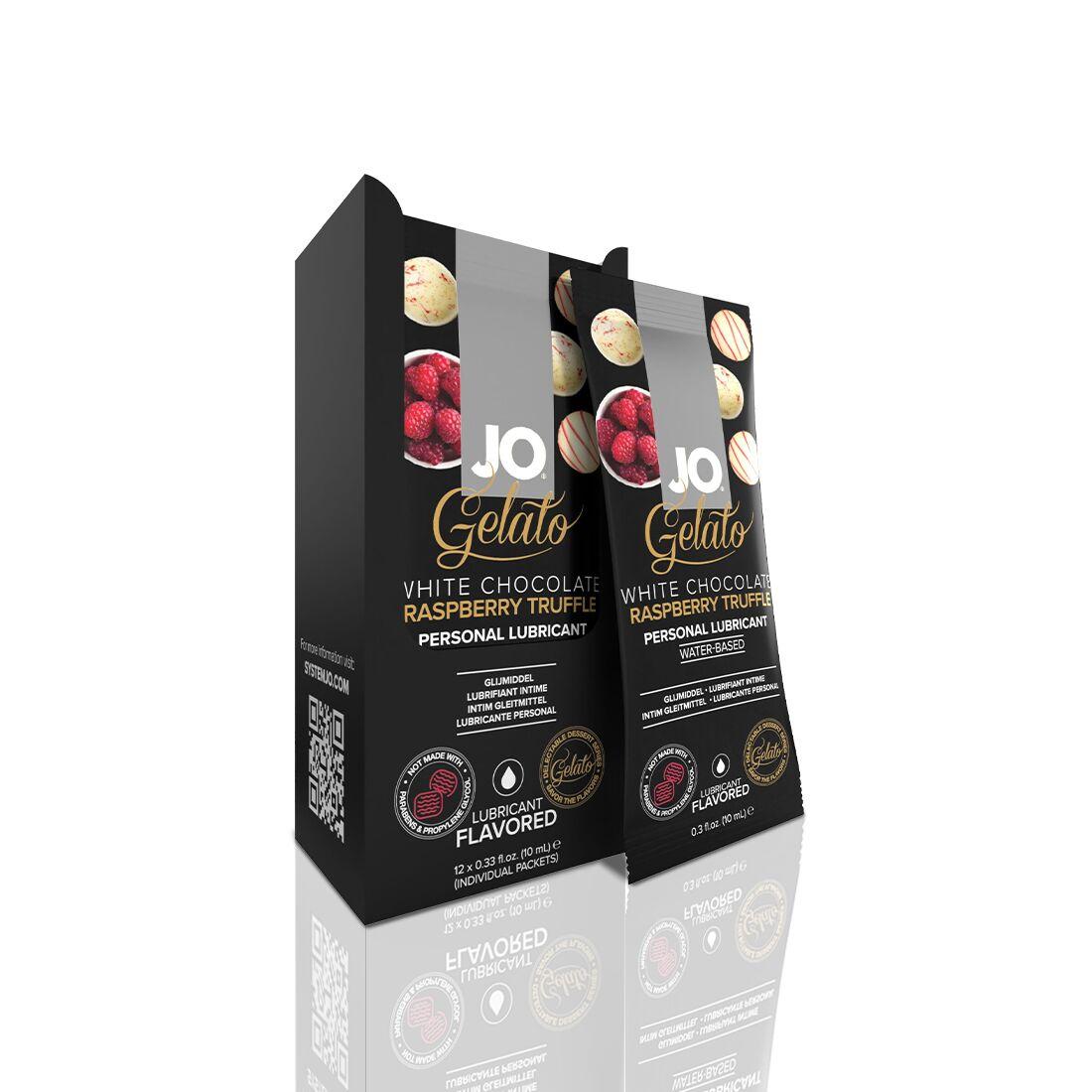 Набір лубрикантів Foil Display Box – JO Gelato - White Chocolate Raspberry – 12 × 10ml Кітті