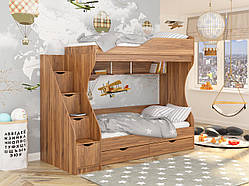 Ліжко двоярусне, полиці та  сходи-комод КД-01 (ліве/праве)
