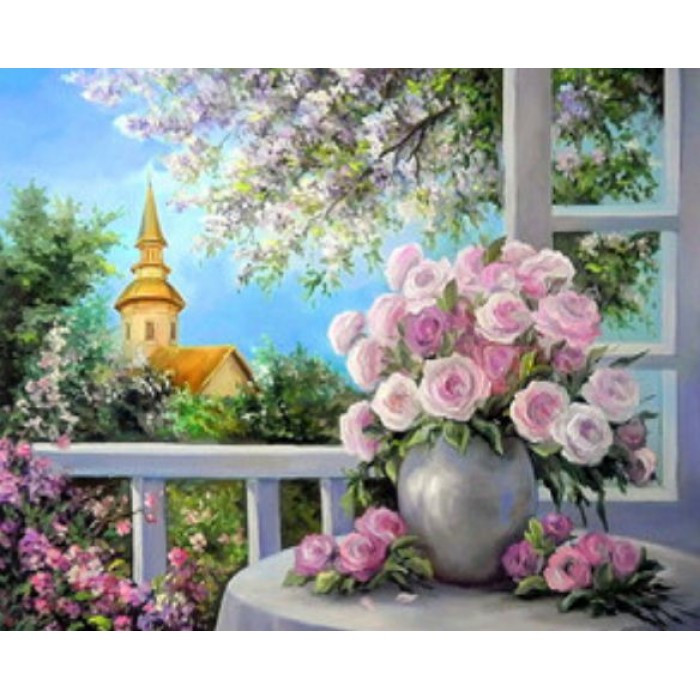 Картина за номерами 40х50 см DIY Троянди на балконі (RSB8469), фото 1