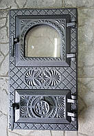 Дверцята для пічки,мангала "Вікторія" чавунна зі склом 290*500