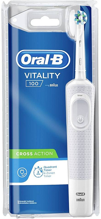 Набор Электрическая зубная щетка Braun Oral-B Vitality 100 CrossAction + 4 сменных насадки и зубная паста - фото 10 - id-p1812179296