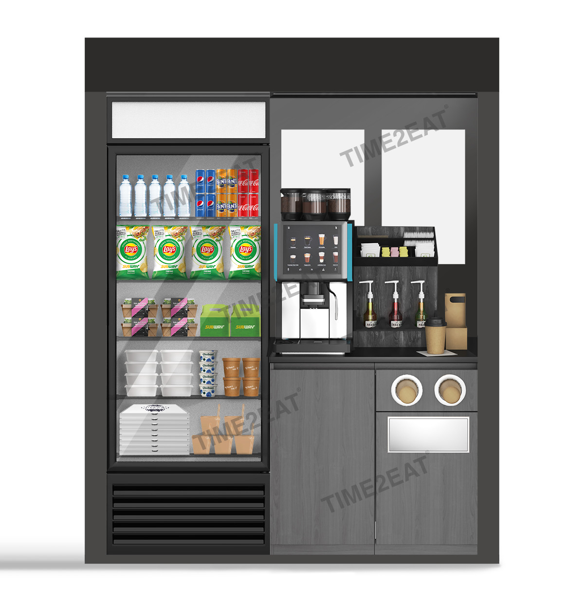 Установка вендинговых автоматов - микромаркет, умный холодильник для корпоративного питания