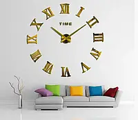 Настенные 3D часы Золото ,Часы DIY Clock 60-120см самоклеящиеся