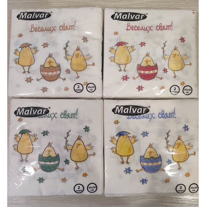 Серветка ТМ "Malvar" 30х30, 2 шари, 40 шт, "Веселих свят" 1/18, фото 1