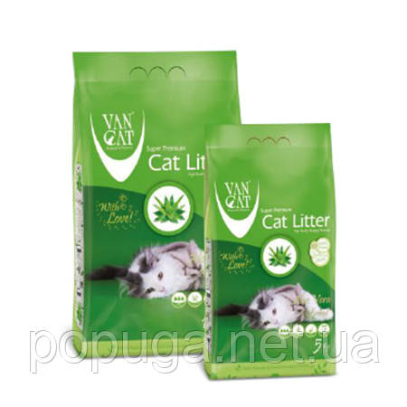 Van Cat (Ван Кет) ALOE VERA (ПРАВИЛЬНА ВІРА КОМКУЮЧИЙ) бентонітовий наповнювач для котів 5кг, фото 1
