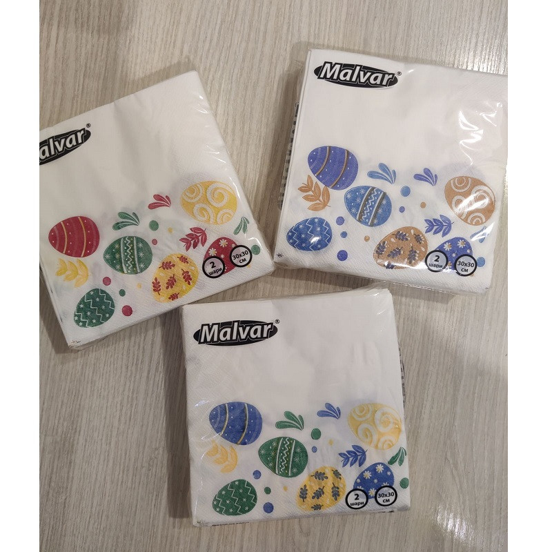 Серветка ТМ "Malvar" 30х30, 2 шари, 40 шт, "Великодні яйця" 1/18, фото 1