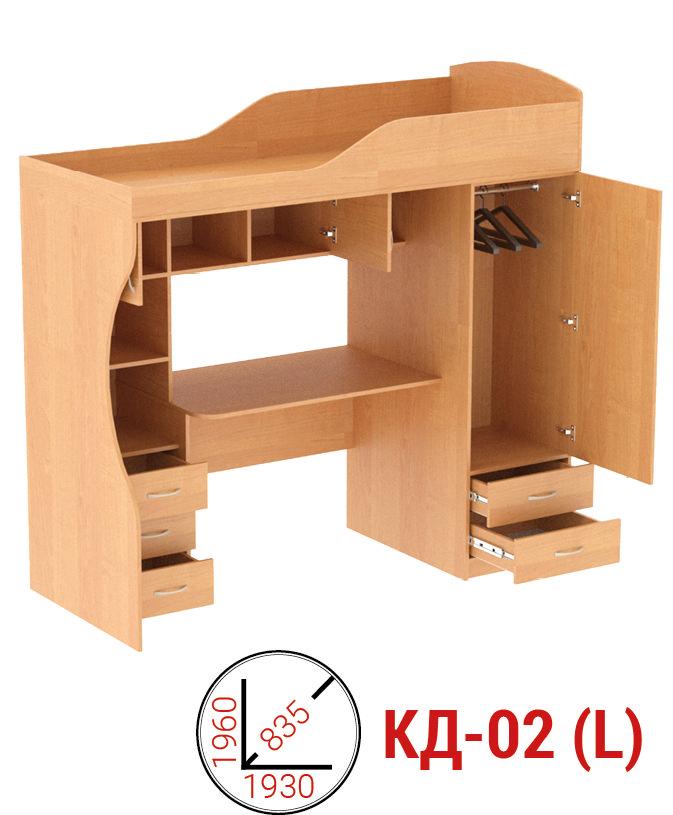 Кровать двухъярусная КД-02 с ступеньками (левое/ правое) Комплект мебели для детской Кровать чердак - фото 4 - id-p1812193808