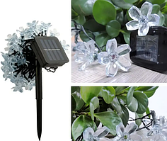 Лед гірлянда на сонячній батареї "Квітка вишні" 6.5м