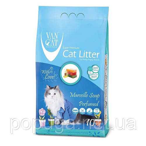Van Cat (Ван Кет) MARSEILLE SOAP (МАРСЕЛЬСЬКЕ МИЛО КОМКУЄТЬСЯ) бентонітовий наповнювач для котів 5кг, фото 1