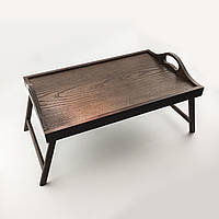 Деревянный прямоугольный поднос-столик темно-коричневый 53 33 см