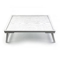 Дерев'яний піднос-столик  білий з патиною (без ручок) 53х33 см хрпс20002бпу