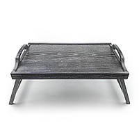 Дерев'яний піднос-столик  венге з патиною (з ручками) 53х33 см хрпс20001впу