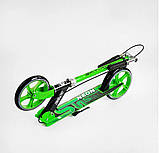 Самокат двоколісний дитячий Skyper Neon N-36719 Зелений, з ручним гальмом, колесами PU-200 мм, до 70 кг, фото 6