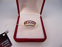 Золотое женское кольцо с аметистом. Размер 16 Новое
