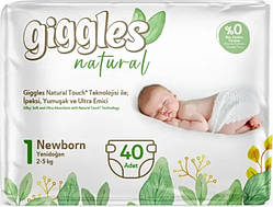 Підгузки дитячі Giggles Natural Розмір 1 Newborn 2-5 кг. (40 шт.)