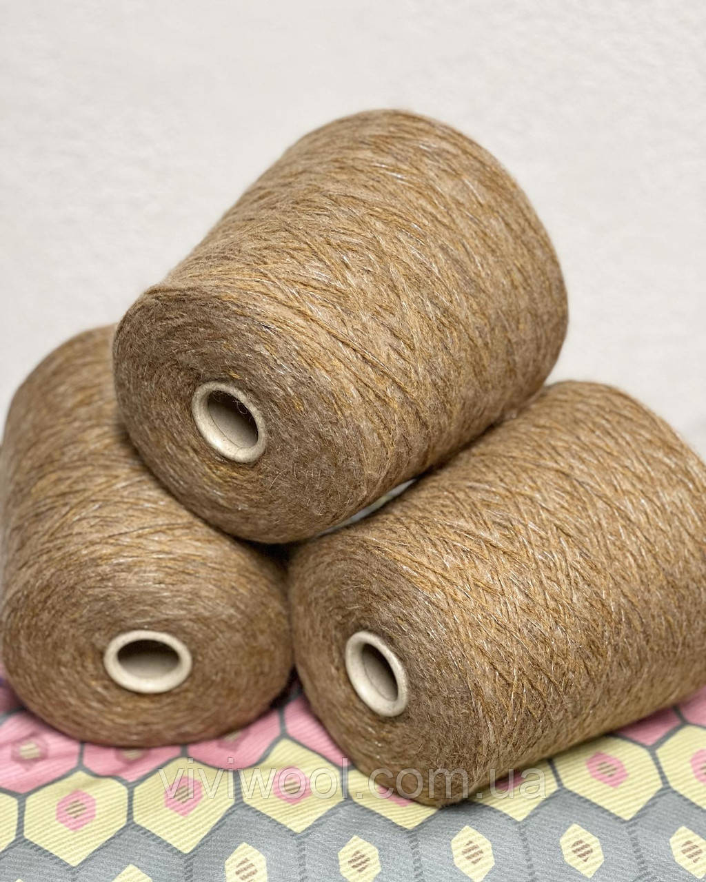 Бобінна пряжа мохер з верблюдом і мериносом Kid Camel Silvedd 380м/100г кемел