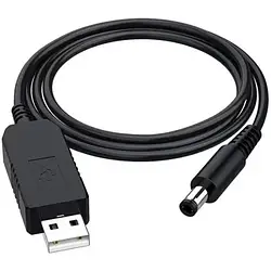 Кабель живлення для роутера Infinity USB (тато) - DC 5.5x2.1 (тато) Black із перетворювачем напруги з 5V на 12V 0.5A