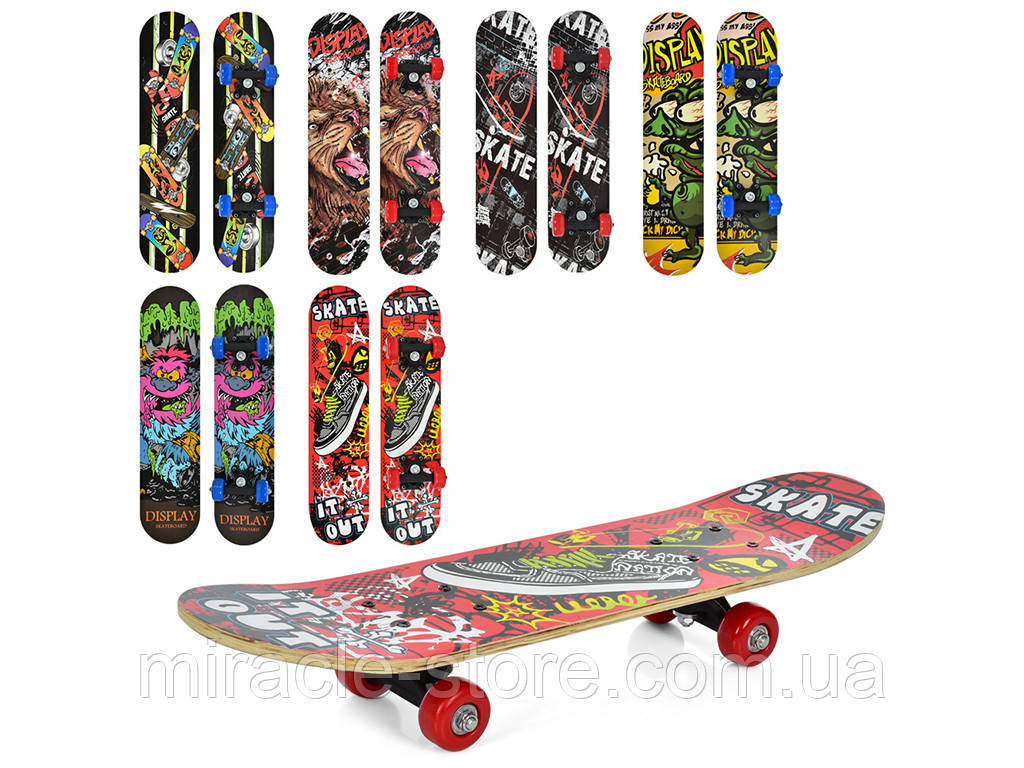 Скейт пенніборд із принтом MS 0323-3 пластикова підвіска 60-15 см Скейтборд дитячий дерев'яний