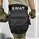 Поясна Сумка на ногу Cordura 1000D з 5-ма кишенями чорна розмір 30,5x12,5х22,8 см, фото 3