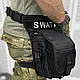 Поясна Сумка на ногу Cordura 1000D з 5-ма кишенями чорна розмір 30,5x12,5х22,8 см, фото 5