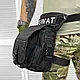 Поясна Сумка на ногу Cordura 1000D з 5-ма кишенями чорна розмір 30,5x12,5х22,8 см, фото 4