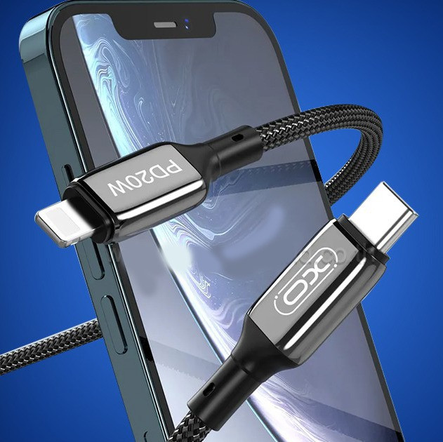 USB Кабель XO NB183A 20W Type-C - Lightning 1М 45pc, кабель для заряджання телефону, Чорний
