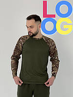 Футболка тактическая с длинным рукавом хаки камуфляж, футболка тактическая Футболка ВСУ Армейская рубашка