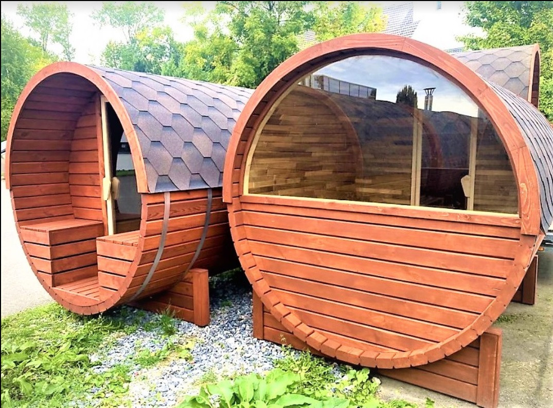 Панорамне вікно ½ кола для бані-бочки діаметром 2,2 м