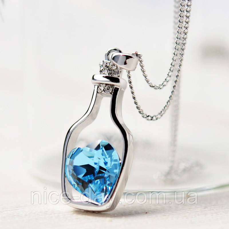 Кулон подвеска Сердце в бутылке синее - фото 1 - id-p306553146