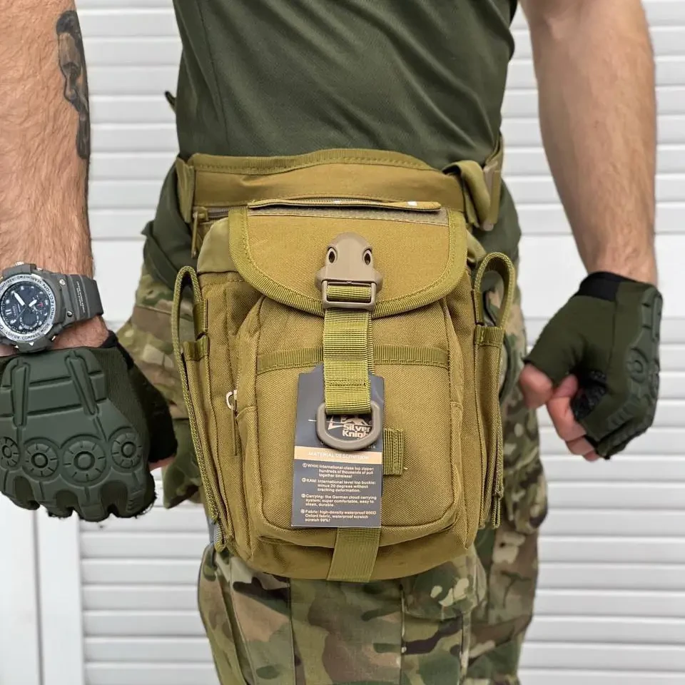 Поясна Сумка на ногу Cordura 1000D з 5-ма кишенями койот розмір 30,5x12,5х22,8 см