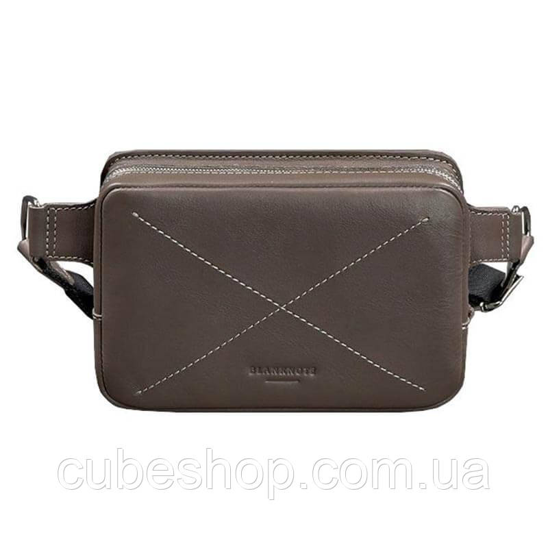 Поясна Сумка Dropbag шкіряна (шкіра krast) темно-бежева