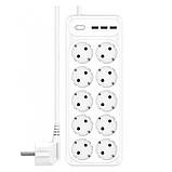 Мережевий подовжувач XO WL07 10 розетки/3USB/3,1A перехідник трійник на 10 розеток та 3 USB Білий, фото 10