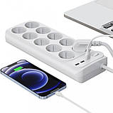 Мережевий подовжувач XO WL07 10 розетки/3USB/3,1A перехідник трійник на 10 розеток та 3 USB Білий, фото 5