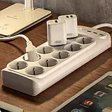 Мережевий подовжувач XO WL07 10 розетки/3USB/3,1A перехідник трійник на 10 розеток та 3 USB Білий, фото 9