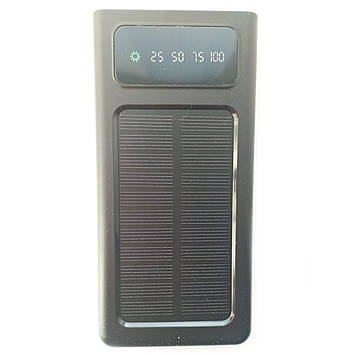 Power Bank Solar 30000мА*ч повербанк 4 в 1 із сонячною панеллю, екраном, ліхтариком (Black) | Зарядний пристрій