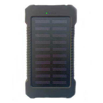 Power Bank Solar 10000мА*ч повербанк із сонячною панеллю та ліхтариком (Black) | Портативний зарядний пристрій