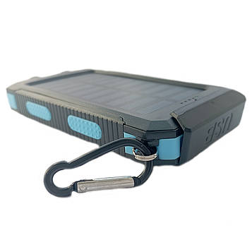 Power Bank Solar 20000мА*ч повербанк із сонячною панеллю та ліхтариком (Black) | Портативний зарядний пристрій