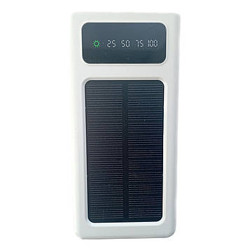 Power Bank Solar 50000мА*ч повербанк 4 в 1 із сонячною панеллю, екраном, ліхтариком White | Зарядний пристрій