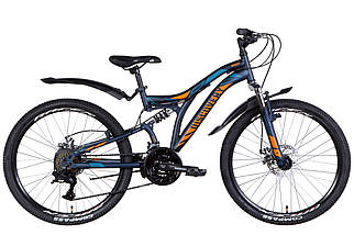 Велосипед 24" Discovery ROCKET AM2 DD 2022 (темно-синій з жовтогарячим (м))