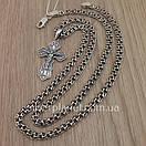 Срібна цепочка і ажурний хрестик. Чоловічий кулон хрест та ланцюг Український бісмарк зі срібла 925, фото 7